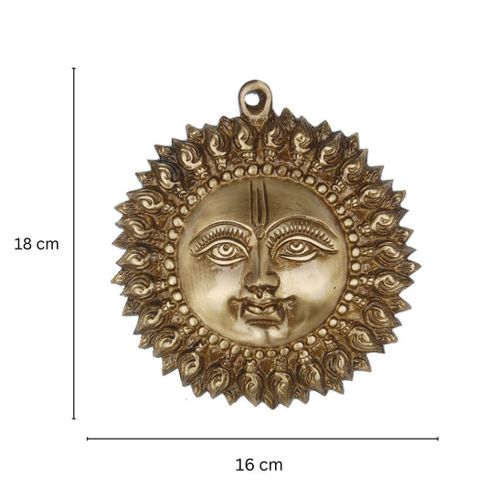 Luxury Brass Sun Face Wall Hanging Statue | Add Warmth and Charm to Your Space | Handcrafted Brass Sun Face Wall Hanging Showpiece ( Brown, 7 inch)