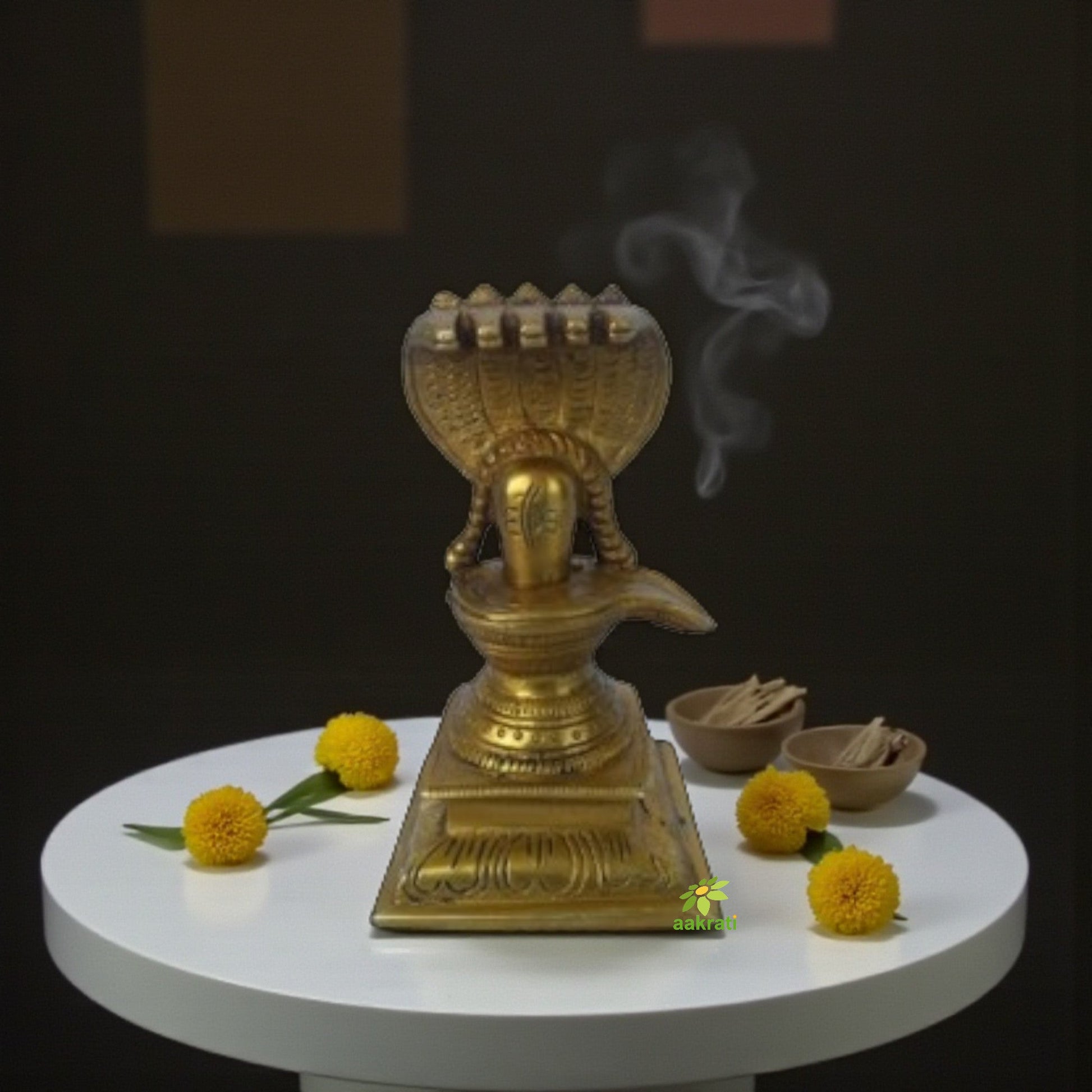 Brass Shivling Statue – Sacred Shiva Lingam for Puja & Home Temple - Handcrafted Brass Shivling Aakrati