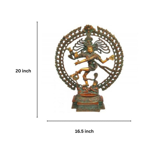 Lord Shiva Nataraj Showpiece | Elegant Brass Murti for Home Decoration | Brass Nataraj Sculpture ( Multi-color, 20 inch)