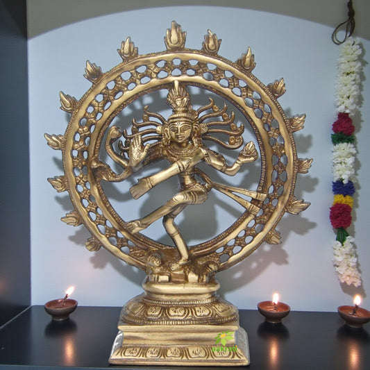 Divine Nataraj Statue in Brass | Perfect Home Accent for Peace and Enlightenment | Handcrafted Brass Nataraj Idol ( Brown, 9.5 inch)