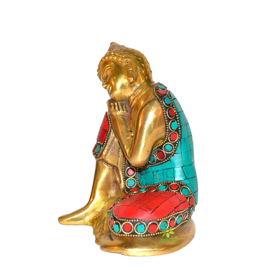 Lord Buddha Designer Statue with Coral stone work of Brass by Aakrati