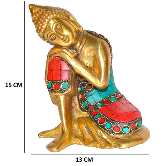 Lord Buddha Designer Statue with Coral stone work of Brass by Aakrati