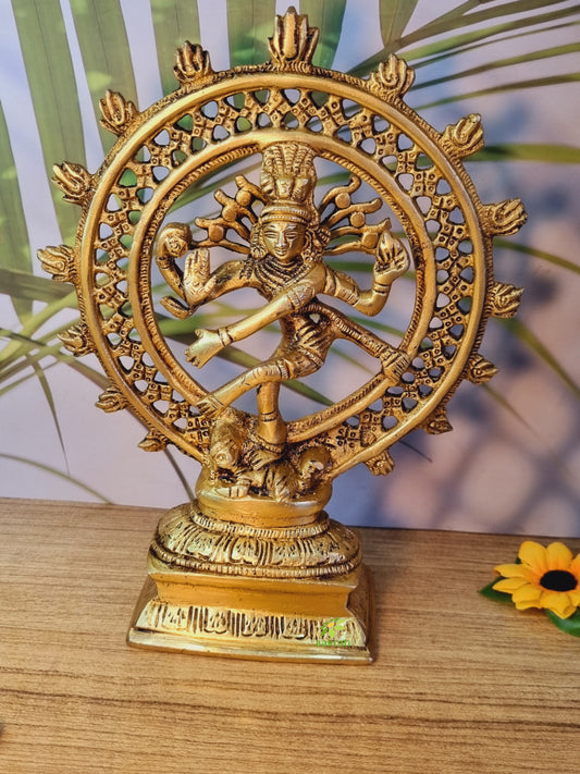 Luxury Brass Nataraj Murti | Perfect for Worship, Meditation, and Home Decor | Brass Nataraj Sculpture ( Yellow, 8 inch)