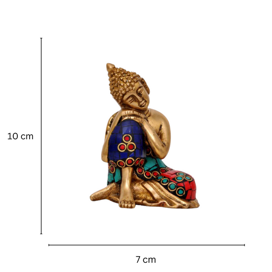 Decorative Brass Buddha Statue | Ideal for Housewarming Gifts | Traditional Brass Buddha Statue ( Multicolor, 4 inch)