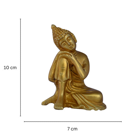 Elegant Brass Buddha Showpiece | Symbol of Peace, Harmony, and Spiritual Enlightenment | Handmade Brass Buddha Idol ( Yellow, 4 inch)