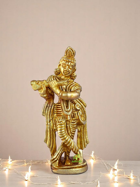 Trendy Brass Krishna Showpiece | Perfect for Home, Pooja, and Gifting | Elegant Brass Krishna Sculpture ( Yellow, 2.8 inch)