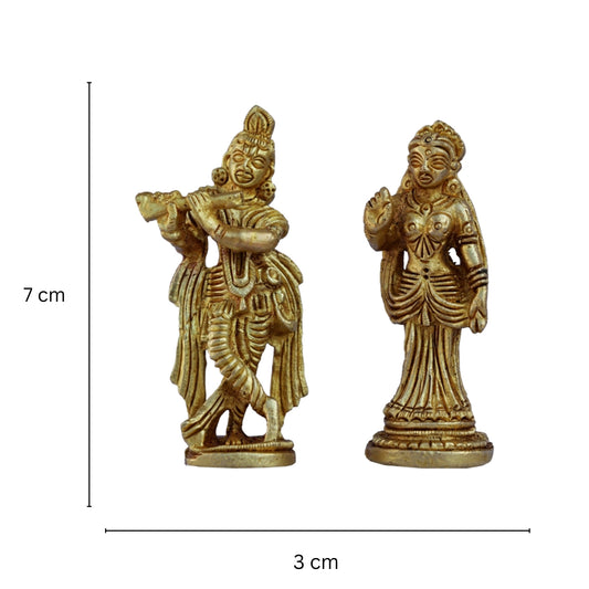 Brass Radha Krishna Showpiece | A Spiritual and Aesthetic Masterpiece | Brass Radha Krishna Decorative Idol ( Yellow, 2.8 inch)