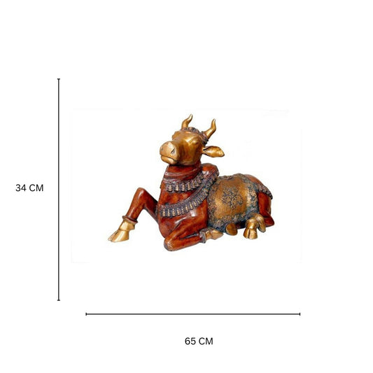 Nandi Brass Statue Hand Carved Pooja Ghar Idol