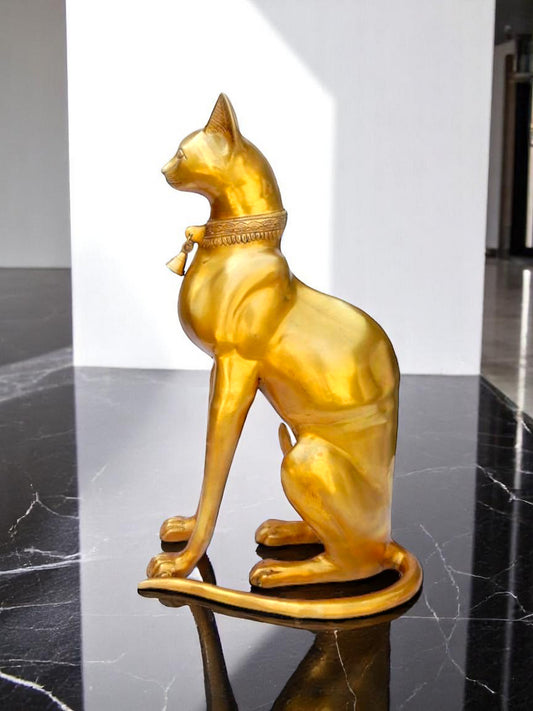 Home Decor Brass Metal Cat Figure