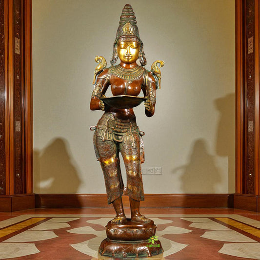 Goddess Figure Deep Laxmi Standing Pair Statue