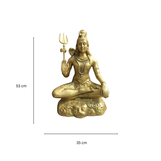 Brass Lord Shiva 17CM Statue, Shiva Idol, Shiva Figurines, AdiYogi Shiva for Home, Temple, Corner, Decor, Gifts, Pooja room.