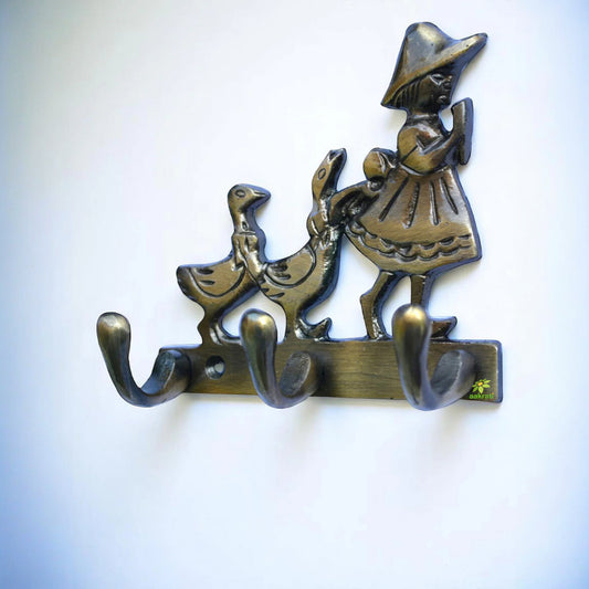 Artistic Brass Wall Hook | A Beautiful Blend of Tradition and Style | Handcrafted Brass Wall Hook ( Brown, 4.5 inch)