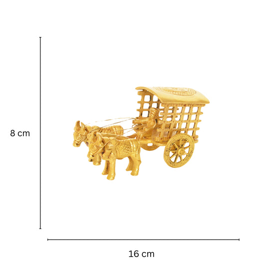 Bullock Cart of Brass - Table decor - Showpiece - Gift - Decorative - Home Decor ( Multicolor, 6.5 inch)