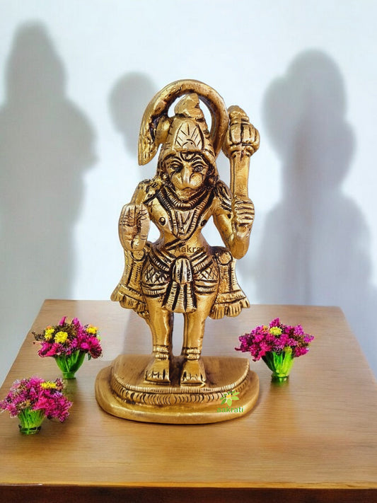 Small Hanuman Statue 4 Inch Ideal for Home/Office: Religious Idol with Hand Engraving ( Multicolor, 4 inch)