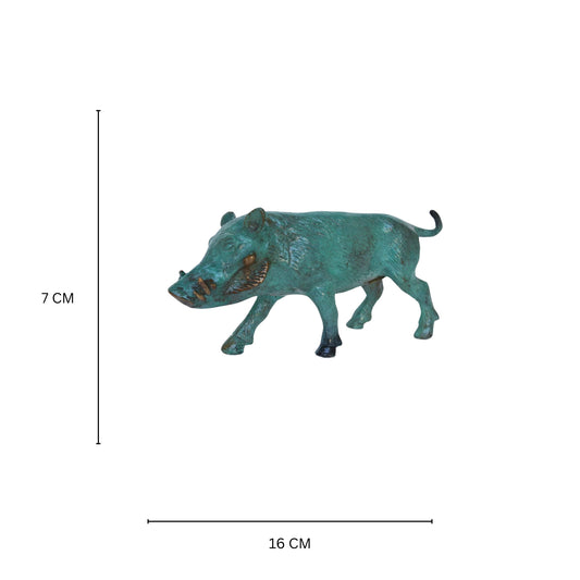 Small Size Sky blue Finished Brass Rhino For Home Decoration