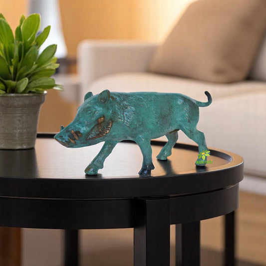 Small Size Sky blue Finished Brass Rhino For Home Decoration