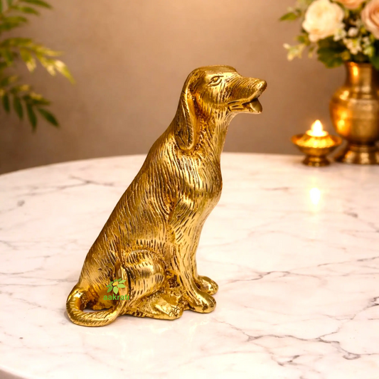 Brass Sitting Dog Figurine - Ashopi