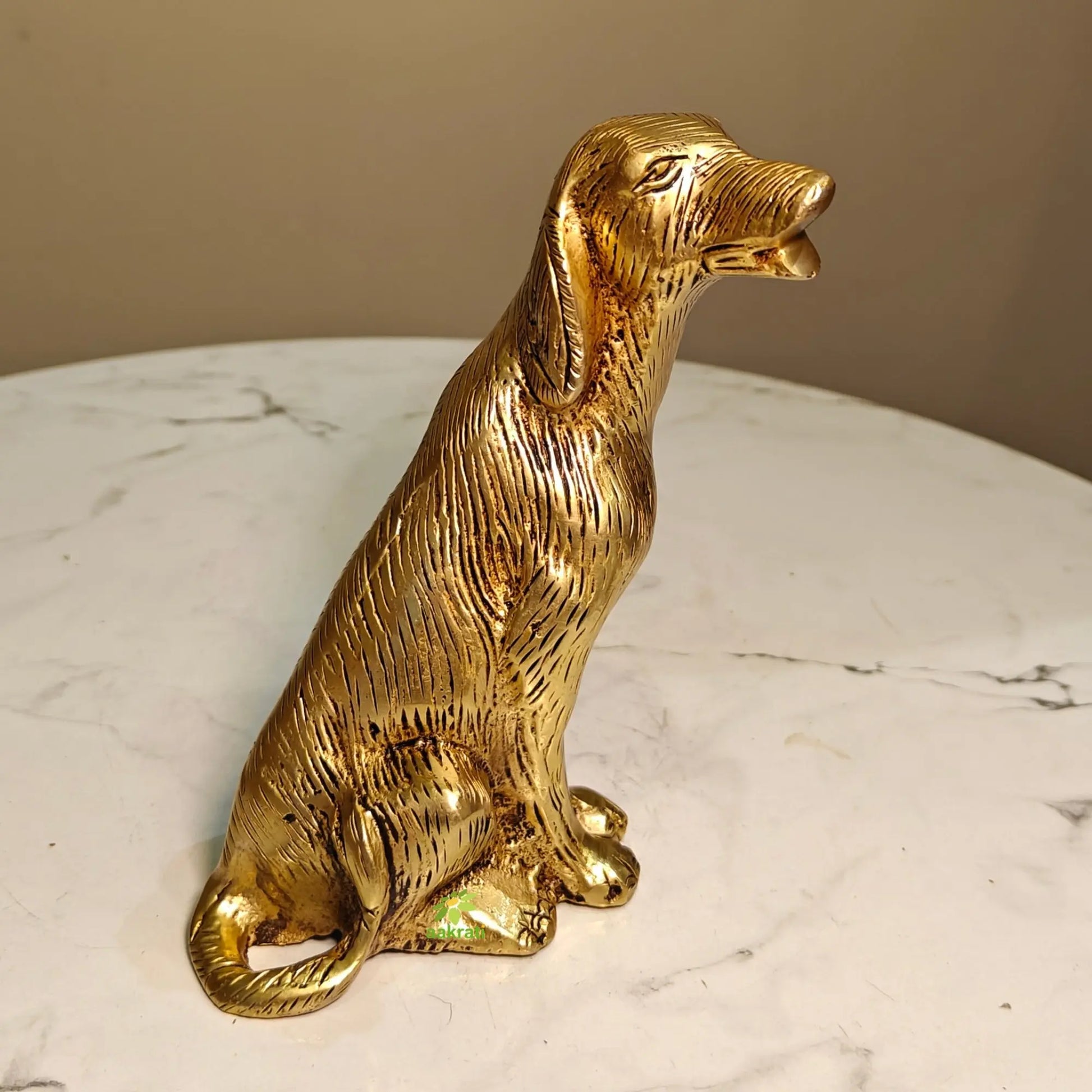 Brass Sitting Dog Figurine - Ashopi