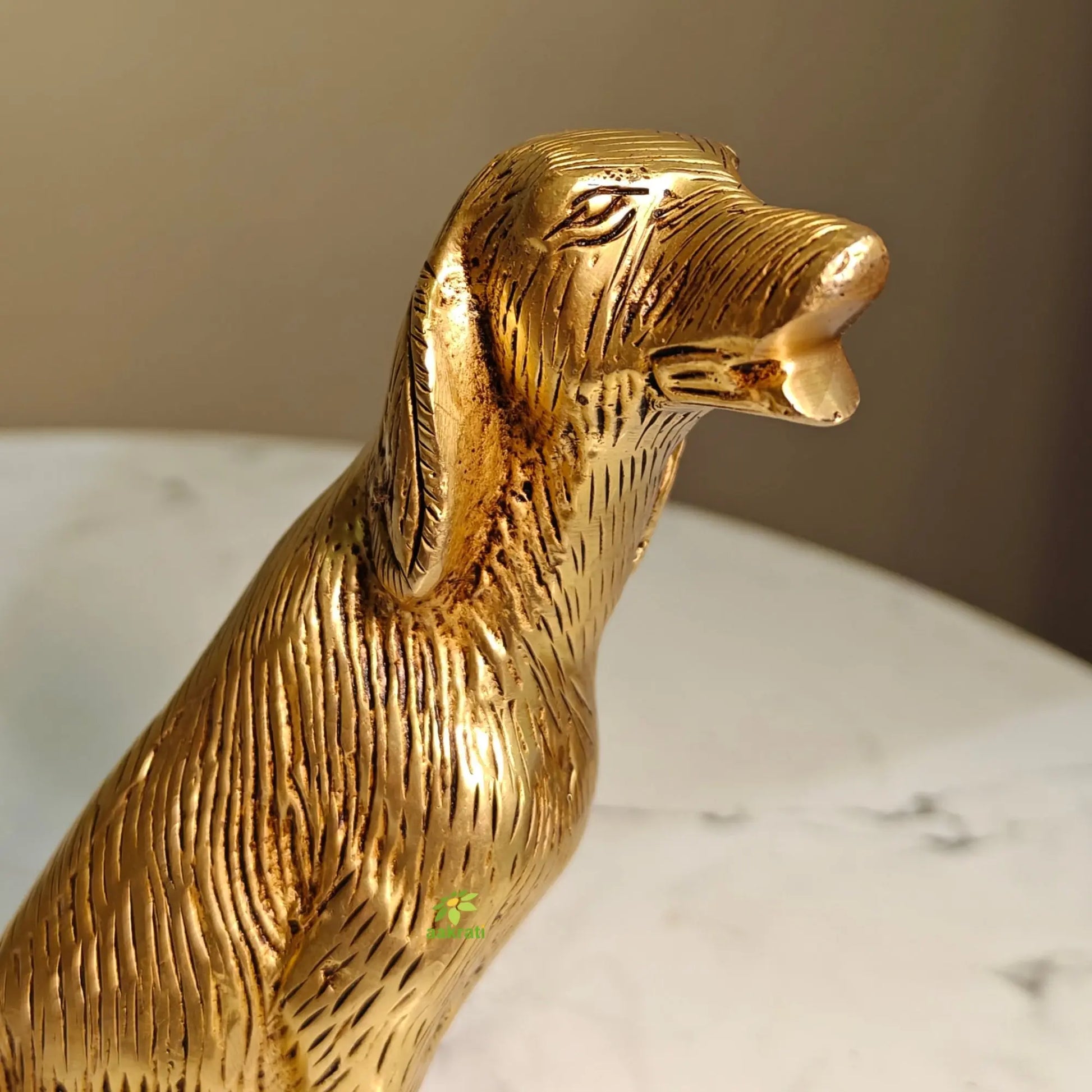 Brass Sitting Dog Figurine - Ashopi