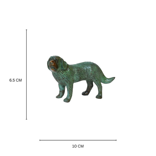 Aakrati Green Finished 4 Inch Standing Brass Dog For Table Decoration