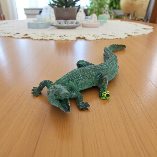 Aakrati Handmade 9 Inch Brass Crocodile Figure For Home Decor and animal lovers