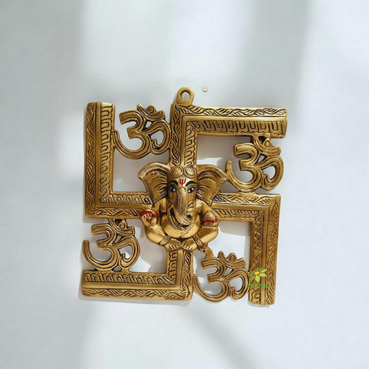 Ganesha and Swastik Brass Wall Hanging |wall Decor| |wall arts|