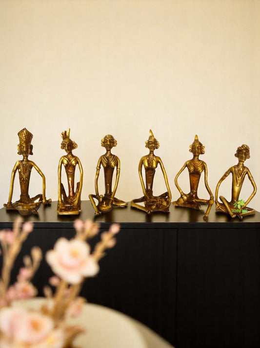 Brass Human Figurine Set | Elegant Showpieces for Home Decor | Handcrafted Brass Human Statue ( Brown, 4.5 inch)