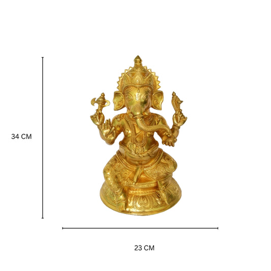 Sitting Lord Ganesha Brass Statue For Decor/Gift