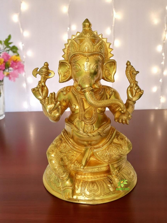 Sitting Lord Ganesha Brass Statue For Decor/Gift