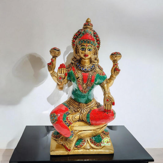 Brass Lakshmi Ji Statue in stone finish Metal handmade figure for gift and decoration |Home Decor| |Gift Item| |Temple Decor|
