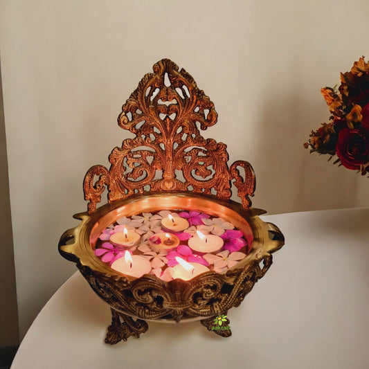 Brass Urli with Diya Pair & Lakshmi Ganesh Idols Gift Combo | Handcrafted Puja Set | Home Temple & Festive Decor | Ideal for Diwali, Housewarming, Wedding | Gift Hamper