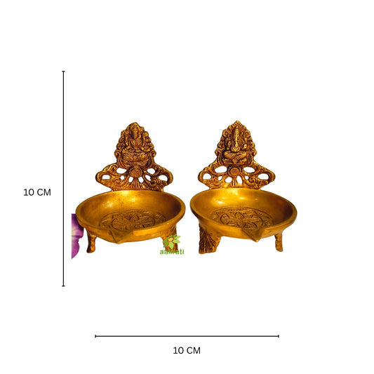 Brass Table laxmi Ganesh Diya - uninque oil lamp for festive decor