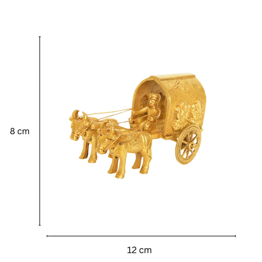 Handcrafted Brass Bull Cart | Elegant Home Decor Piece with Indian Charm | Brass Bull Cart Showpiece ( Yellow, 4.8 inch)