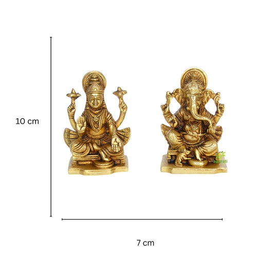 Festive Brass Laxmi Ganesha Statue | Divine Decoration for Your Home | Handcrafted Brass Laxmi Ganesha Murti ( Yellow, 3.9 inch)