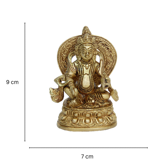 Premium Brass Kuber Idol | Decorative Idol for Bringing Wealth and Good Fortune | Handcrafted Brass Kuber Murti ( Yellow, 3.5 inch)