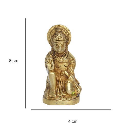 Premium Brass Hanuman Murti | Spiritual Showpiece for Positive Energy and Protection | Brass Hanuman Statue ( Yellow, 3.1 inch)