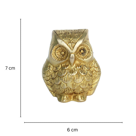Brass Owl Figurine | Stylish Home Decor Piece for a Vintage Touch | Handcrafted Brass Owl Showpiece ( Yellow, 2.8 inch)