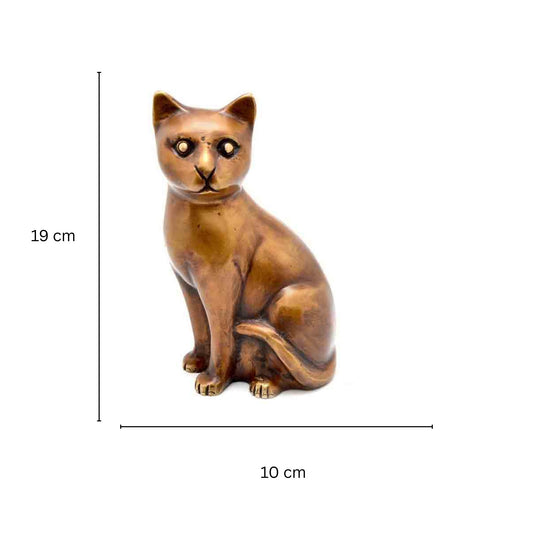 Handmade Brass Cat Showpiece | Perfect for Adding Elegance to Your Home Decor | Exquisite Brass Cat Figurine ( Brown, 7.6 inch)
