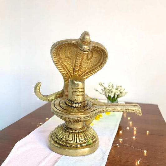 Brass Shivlinga Statue | Beautiful Religious Showpiece for Home Blessings and Devotion | Handcrafted Brass Shivlinga Murti ( Yellow, 3.1 inch)