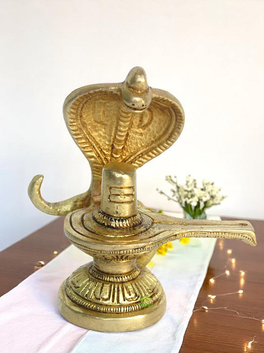 Brass Shivlinga Statue | Beautiful Religious Showpiece for Home Blessings and Devotion | Handcrafted Brass Shivlinga Murti ( Yellow, 3.1 inch)