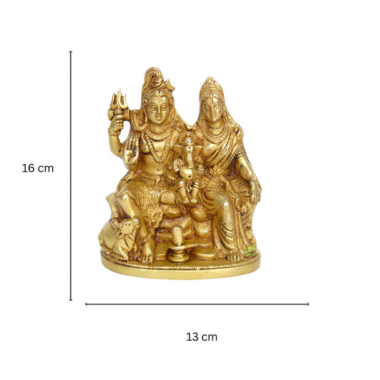 Brass Shiv Parivar Murti | Sacred Family Idol for Strength, Harmony, and Blessings | Handcrafted Brass Shiv Parivar Idol ( Yellow, 6.3 inch)