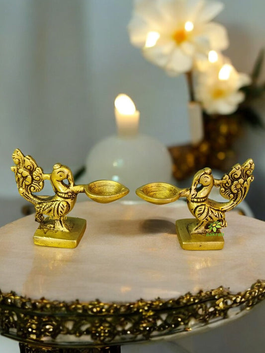 Pair of Bird Oil Lamp