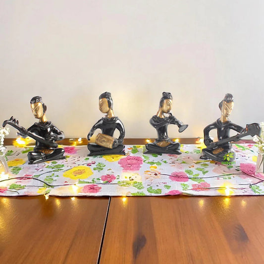 Set of Four Musicians Brass Statue