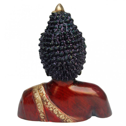 Brass Buddha Bust with Antique Finish | Ideal for Living Room Decor | Handcrafted Brass Buddha Bust Murti ( Multi Color, 14 inch)