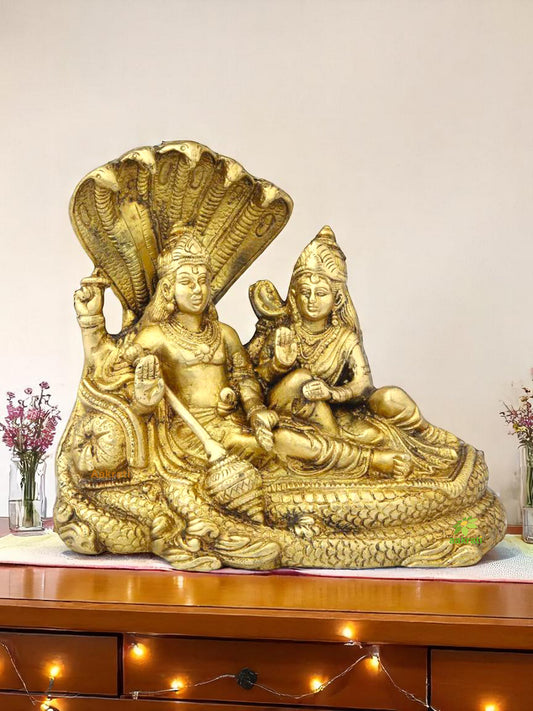Resting Laxmi Narayan on Sheshnag Brass Statue