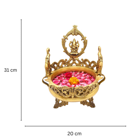 Aakrati Urli with Decorative Design and Lord Ganesh