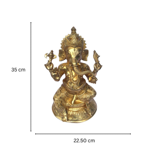 Chatarbhuj Ganpati Fine Carving Brass Beautiful Showpiece