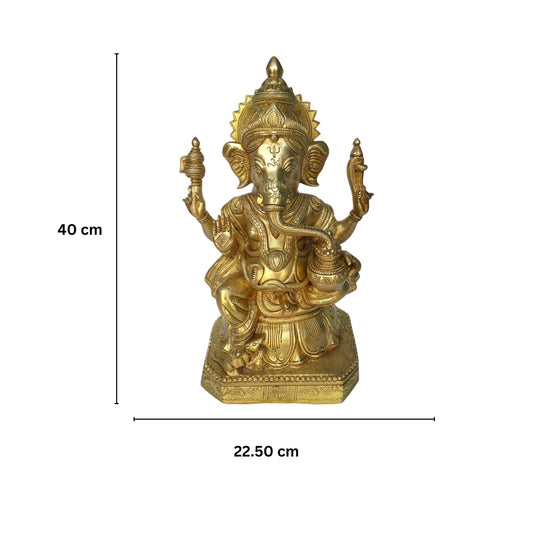 Lord Ganesha with Kalash in Hands Brass Religious Figure