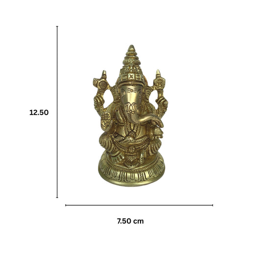 Brass Ganpati Figure Yellow Finish Brass Statue