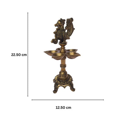 Decorative Brass Bird Statue Table Oil Lamp for multi wicks